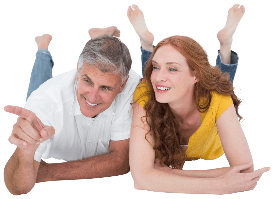 Joyful Couple Relaxing on Transparent Background