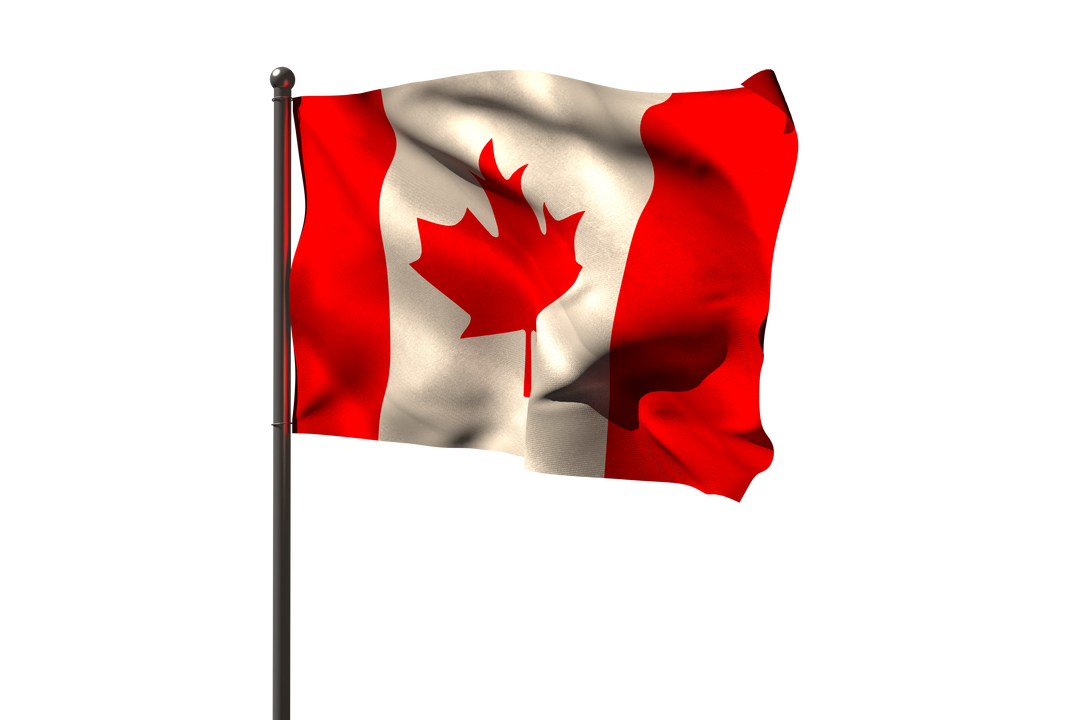 Transparent Canadian Flag Waving on Metallic Pole - Download Free Stock Images Pikwizard.com