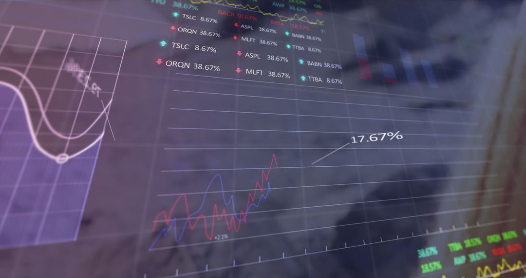 Futuristic interface with graphs displayed on transparent screen