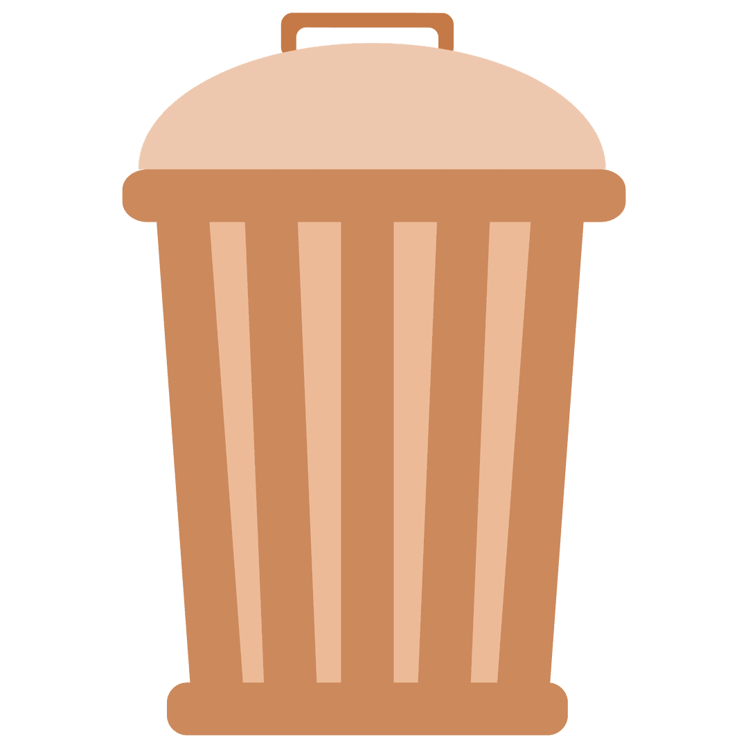 Brown Wastebasket Transparent Icon on White