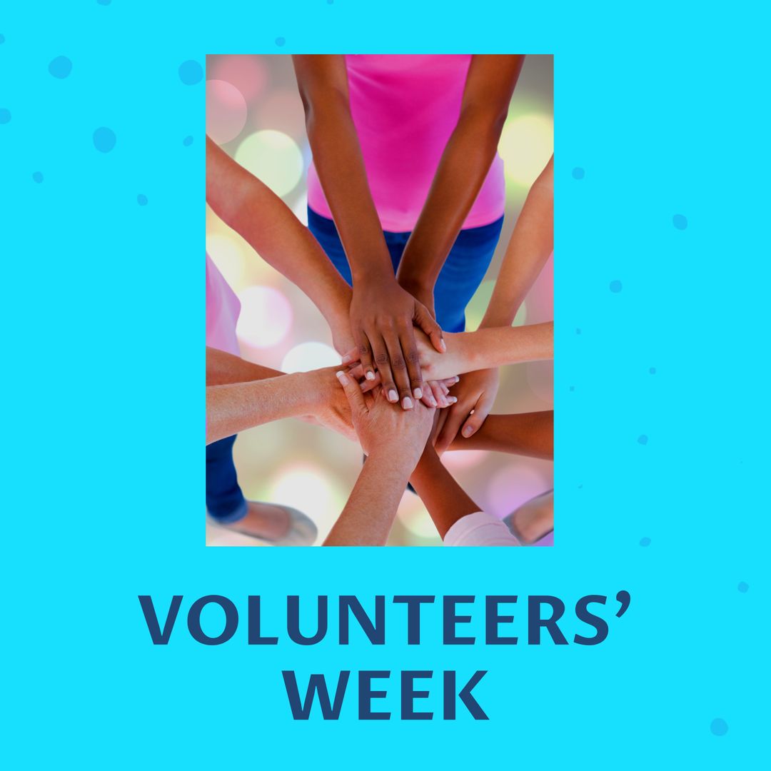 Diverse Team Stacking Hands Celebrating Volunteers' Week