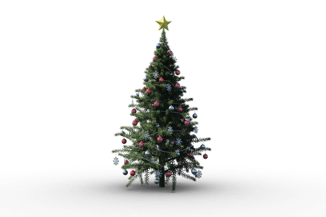 Transparent Background Christmas Tree with Red Ornaments Vector
