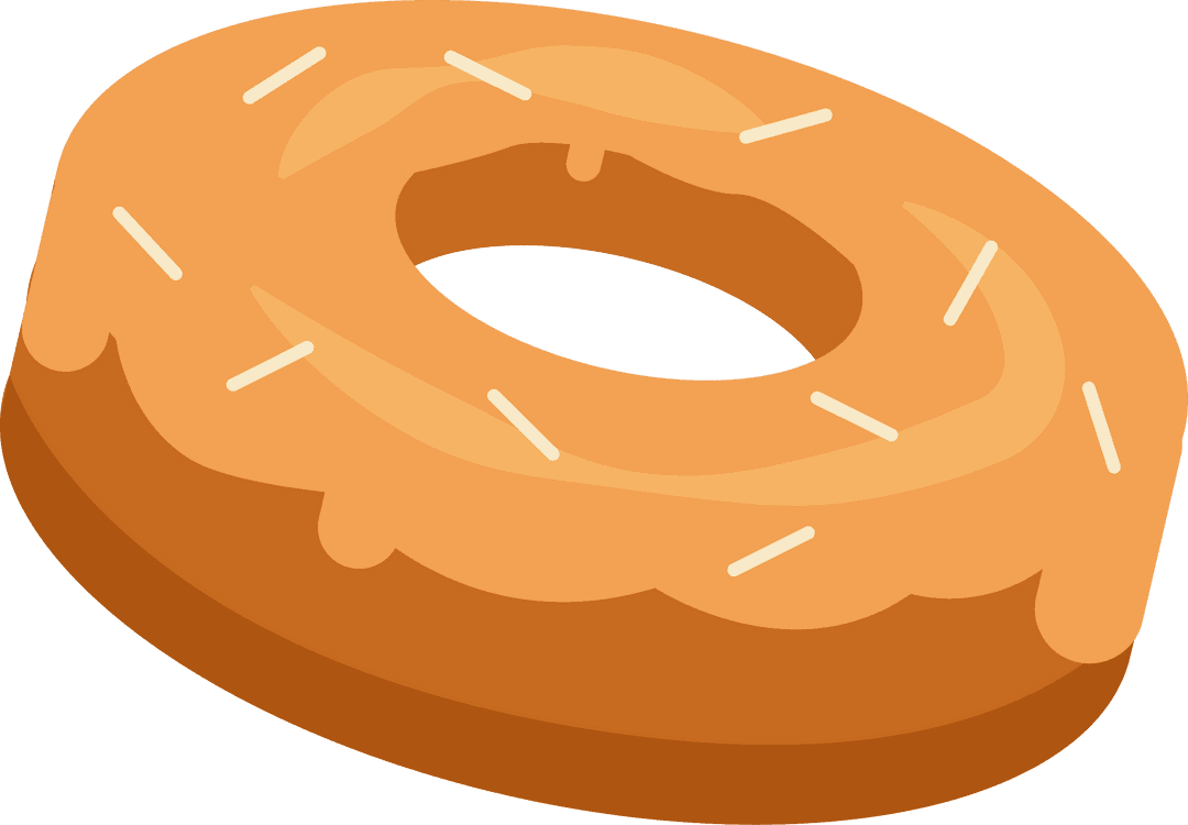 Transparent 3D Glazed Donut with Orange Icing Floating