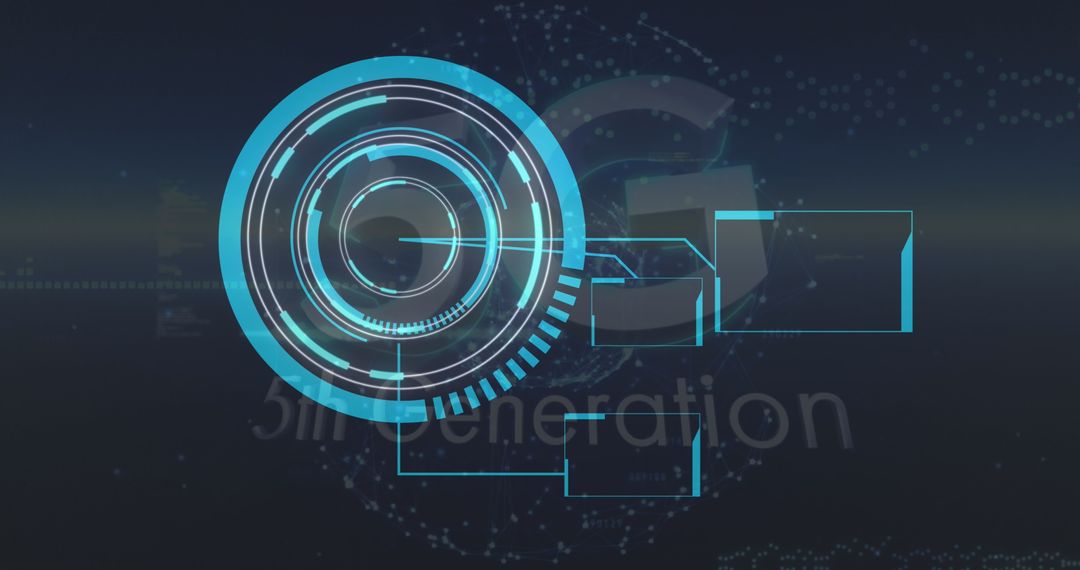 Futuristic Display with 5G Visuals and Data Interfaces