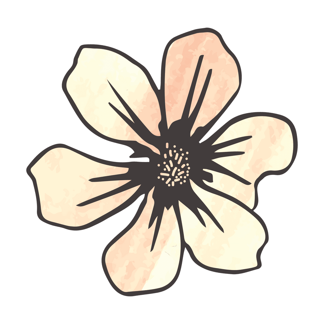 Beige flower illustration on transparent background for nature design