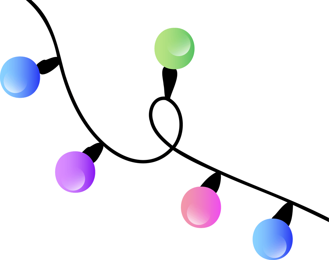 Glossy Festive String Lights on Transparent Background