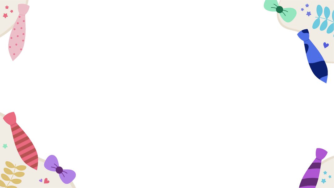 Whimsical Cartoon Ties and Bows Frame on Transparent Background