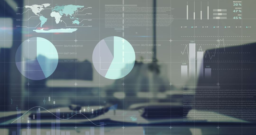 Abstract Business Data and Analytics Display in Modern Office