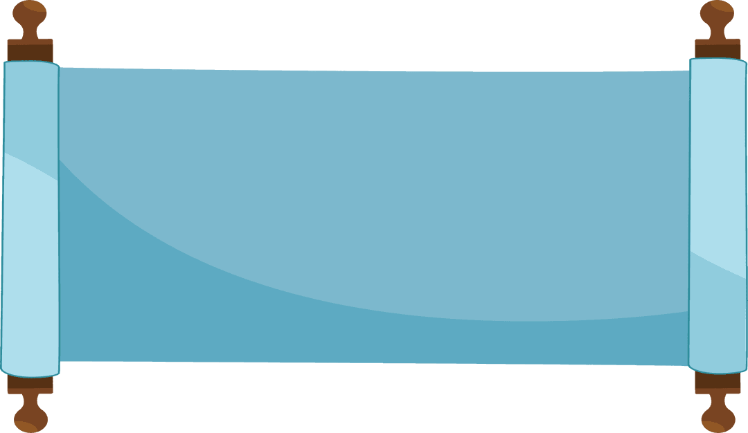 Pale Blue Parchment Scroll with Wooden Rods on Transparent Background