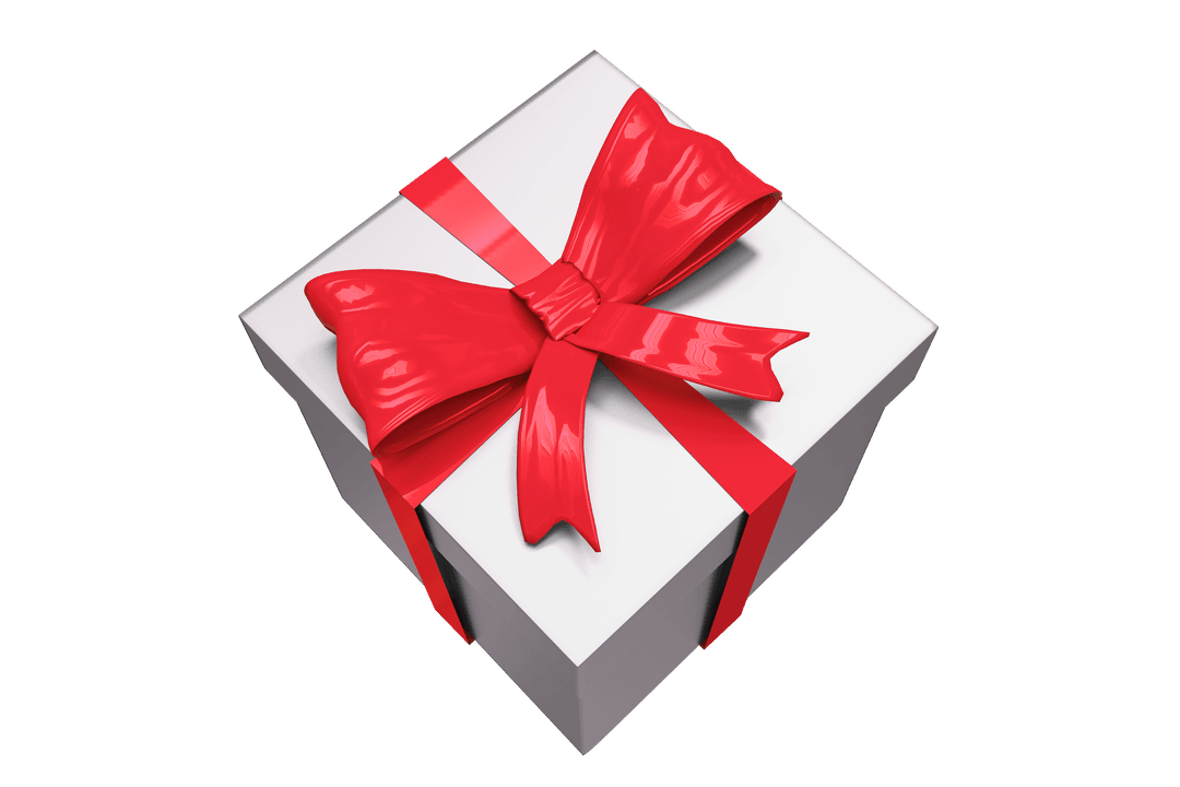 Transparent Gift Box with Red Bow for Celebrations