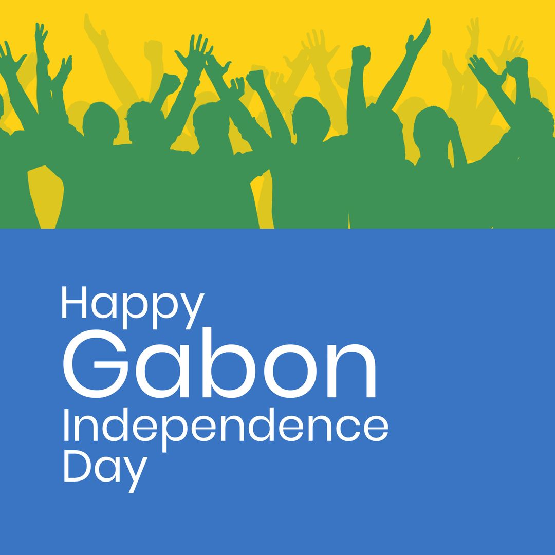 Celebratory Silhouette Illustrating Gabon Independence Day