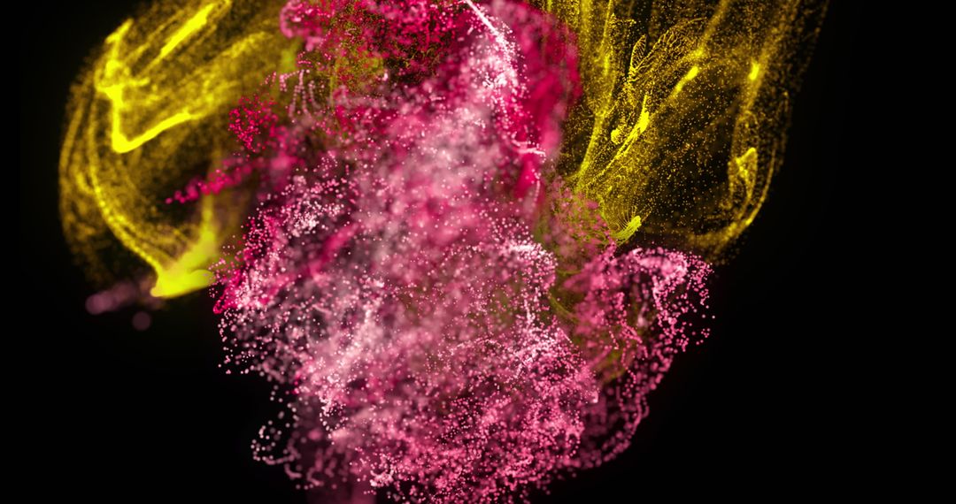 Colorful Neon Particle Waves in Motion on Black Background