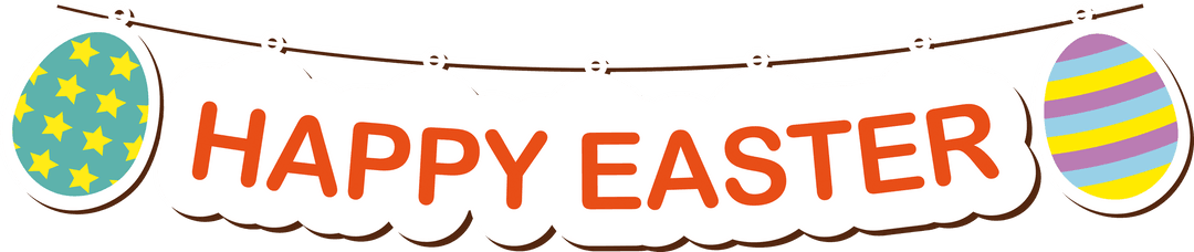 Transparent Happy Easter Banner with Colorful Eggs