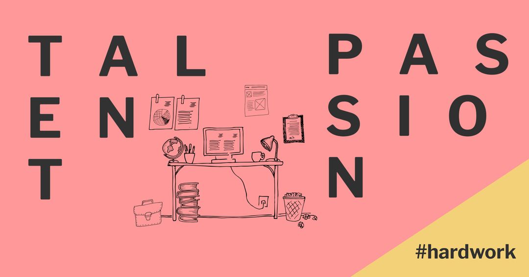 Work Desk Clutter Highlighting Dedication and Passion for Success