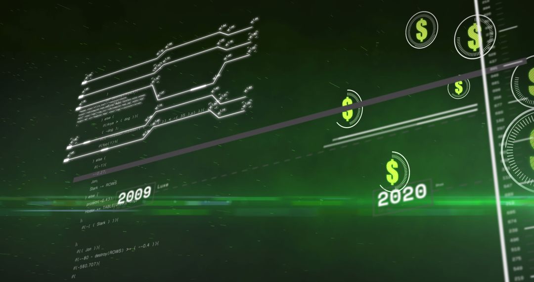 Digital Currency Evolution Over Time with Tech Background