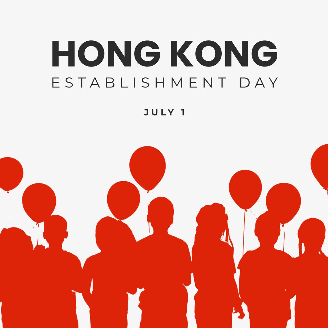 Hong Kong Establishment Day Silhouettes with Balloons