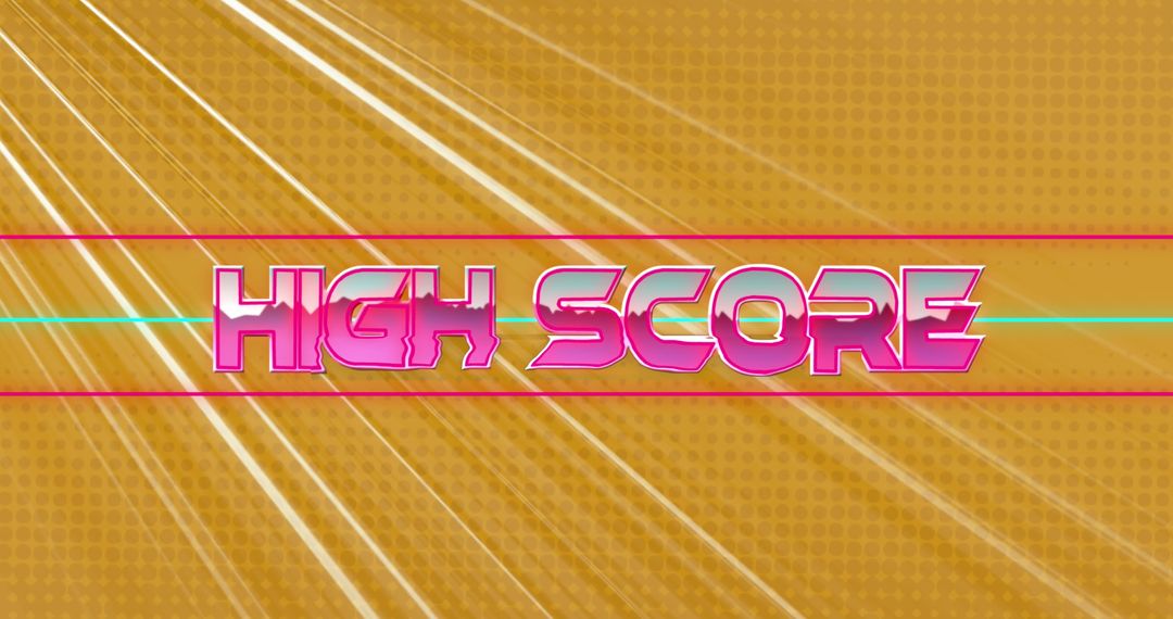 High Score Text on Vibrant Yellow Background with Light Trails