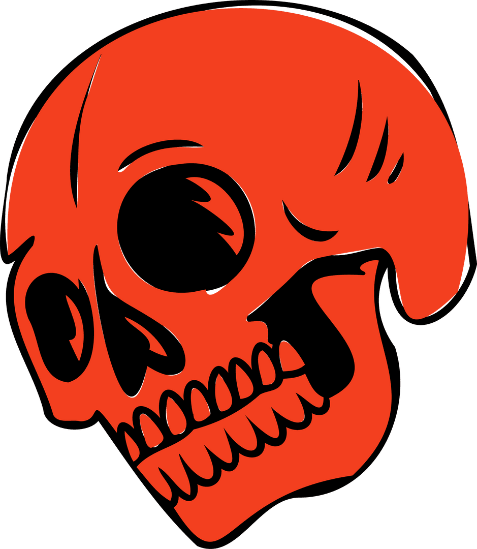 Stylized Red Skull Illustration with Transparent Background