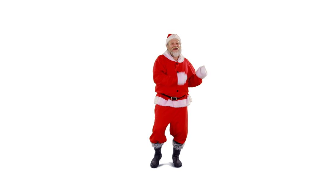 Jolly Santa Claus Dancing in Festive Outfit on White Background - Free Images, Stock Photos and Pictures on Pikwizard.com