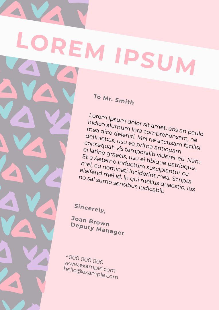 Professional Pink Geometric Heart Design for Letters