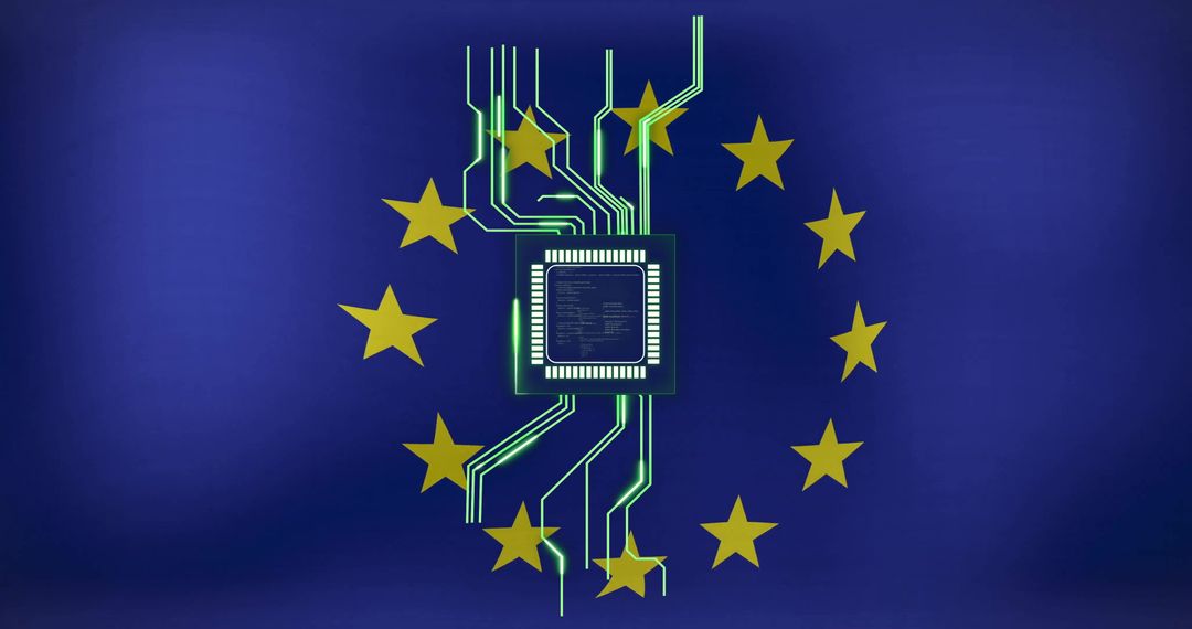 Microchip and Digital Circuit Illustrating European Tech Innovation