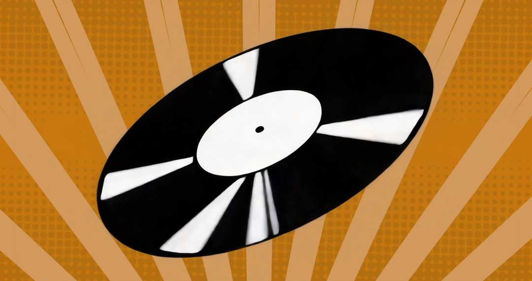 Floating Vinyl Record with Bold Orange Geometric Background