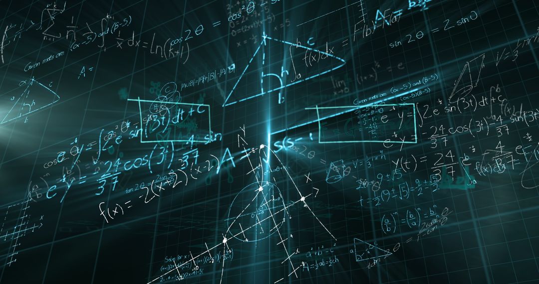 Floating Mathematical Equations on Black Background