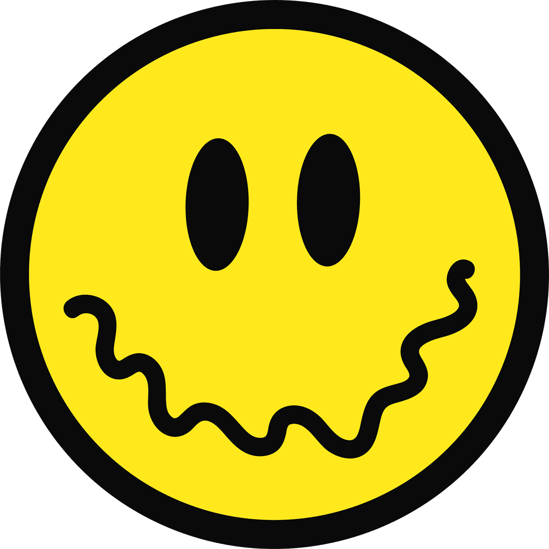 Wobbly Smiley Face Emoticon Over Transparent Background