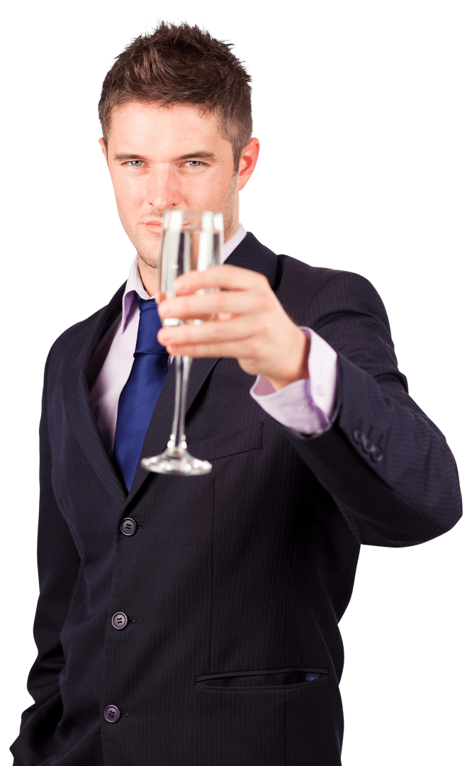 Transparent Businessman Toasting with Champagne