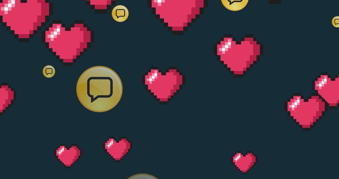 Retro Style Social Media Icons with Heart and Message Symbols