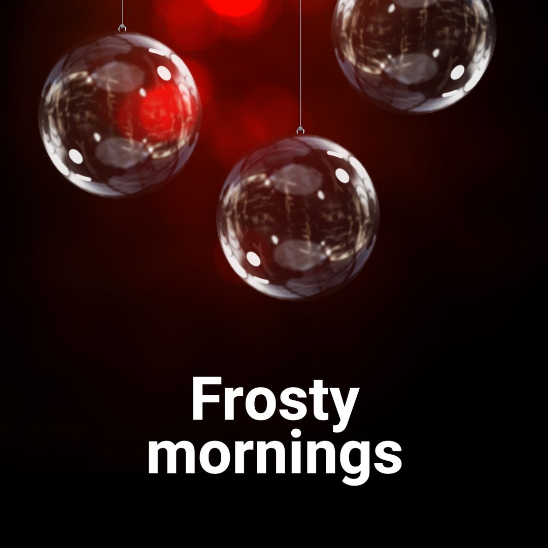 Glass Baubles with Red Bokeh for Holiday Greeting Cards