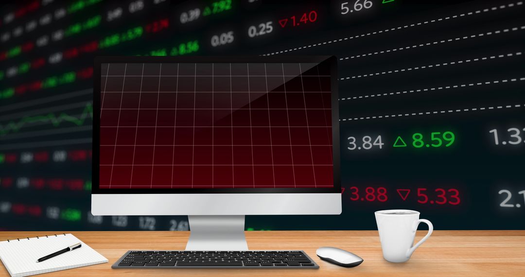 Financial Data Analysis on Desktop with Trading Stats Background