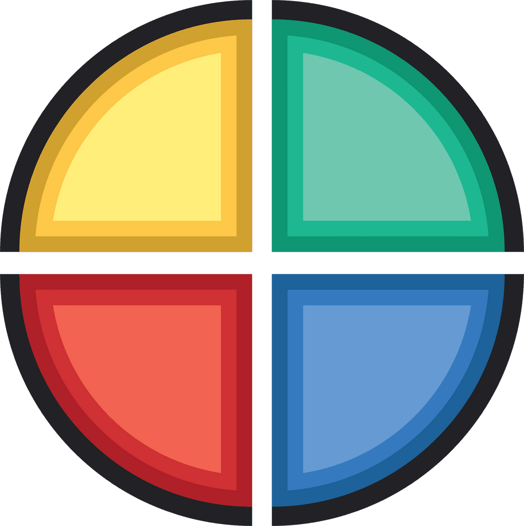 Colorful Four-Segment Circle on Transparent Background