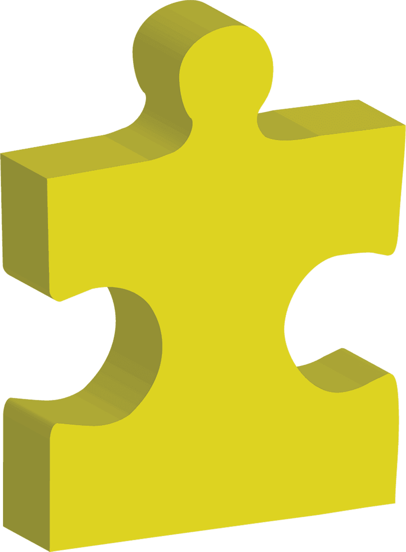 Yellow Puzzle Piece on Transparent Background for Autism Awareness