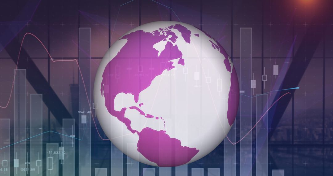 Global Finance Concept with Spinning Globe and Analytics