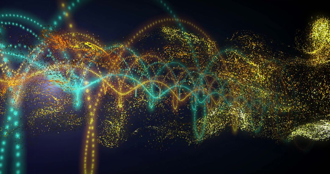 Abstract Digital Network of Light Trails and Particles