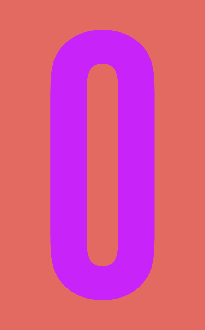 Vibrant Magenta Zero Floating on Transparent Background