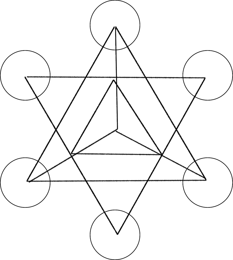 Geometric Triangle with Circle Cutouts on Transparent Background