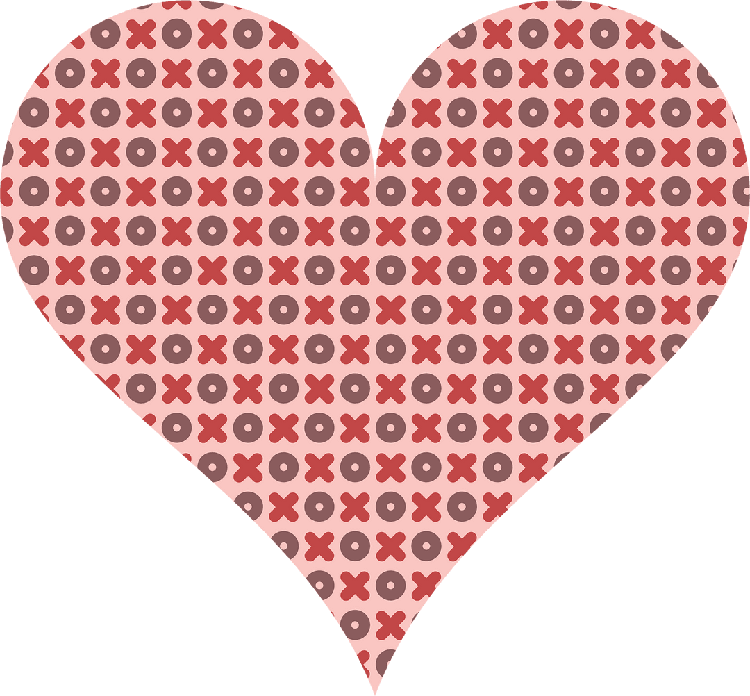 Transparent Heart Illustration with XO Pattern Symbolizing Love