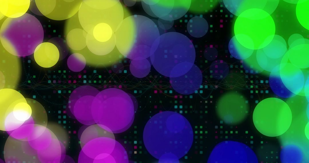 Vibrant Colorful Bokeh Lights with Digital Dots