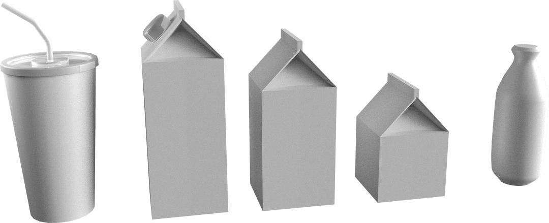 Collection of Beverage Packages on Transparent Background