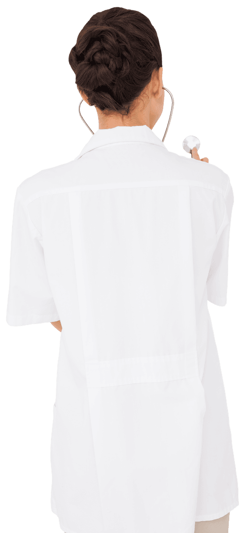 Transparent View of Nurse Using Stethoscope on Patient