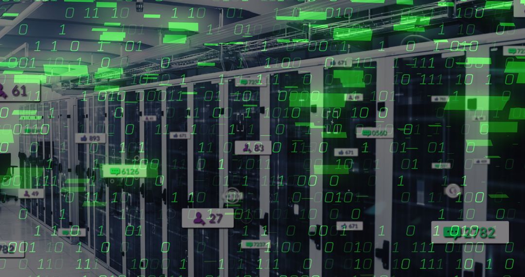 Data Processing Overlay in High-Tech Server Room