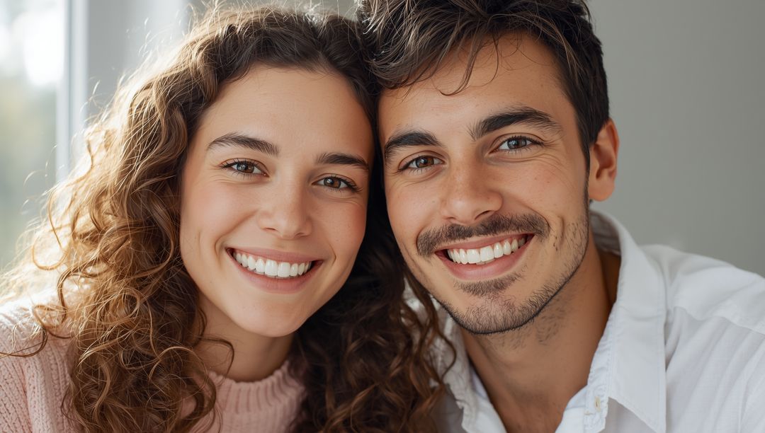Smiling Couple Posing Together in Soft Natural Light