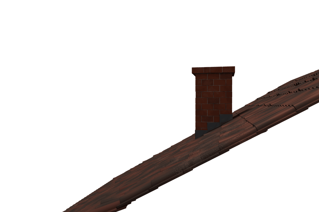Transparent Brick Chimney on Tile Roof Against Clear Sky