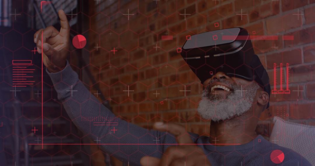 Joyful African American Man Experiencing Virtual Reality