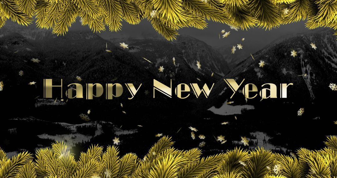 Elegant Happy New Year Over Forest Scene