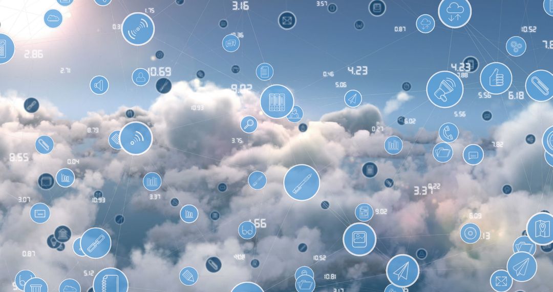 Digital Network Interfaces Floating Over Cloudscape - Free Images, Stock Photos and Pictures on Pikwizard.com