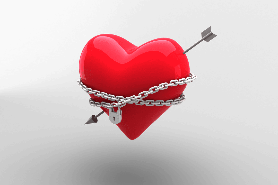 Transparent Heart Wrapped in Chain Pierced by Arrow Illustration
