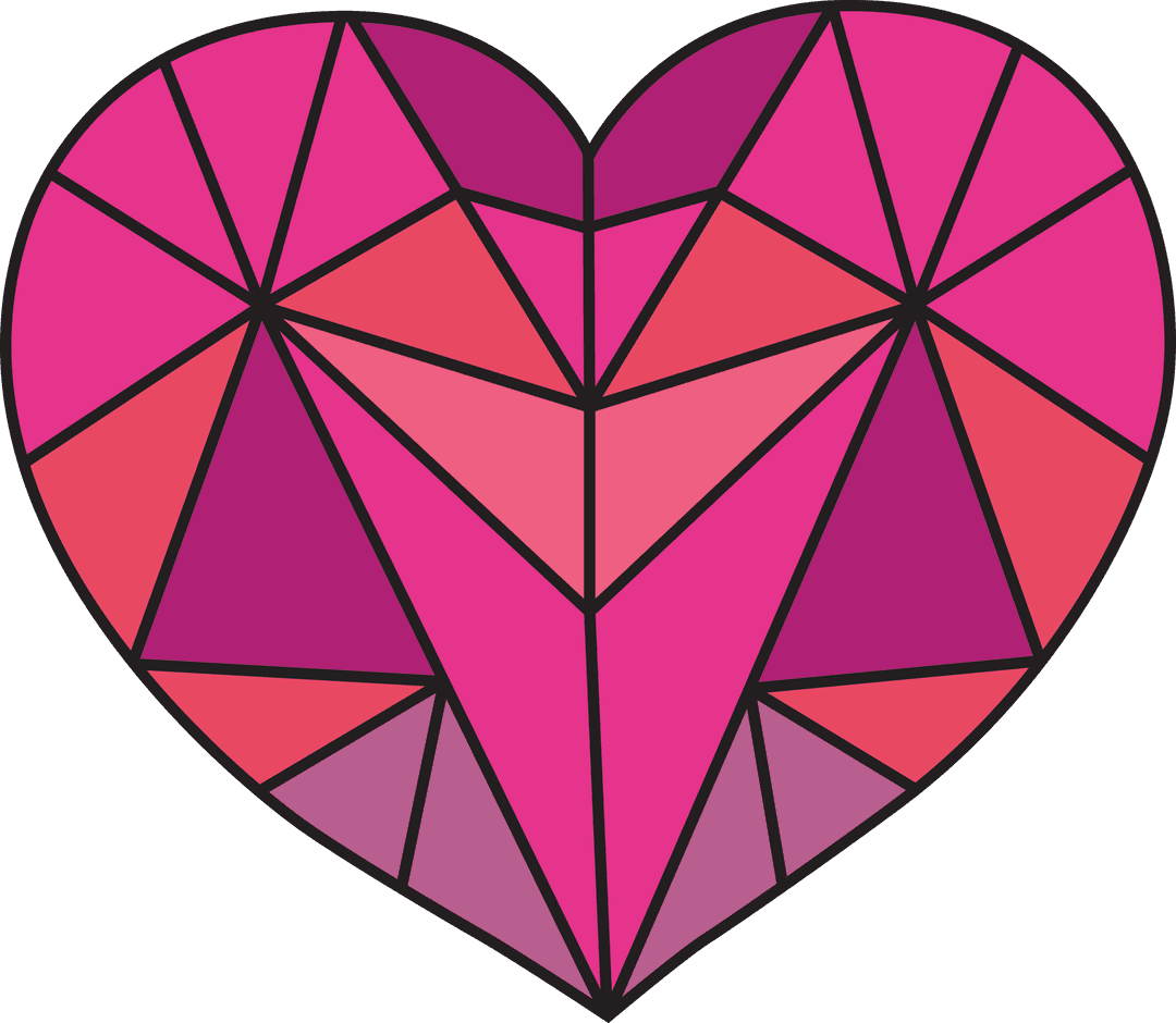 Geometric Heart Design on Transparent Background
